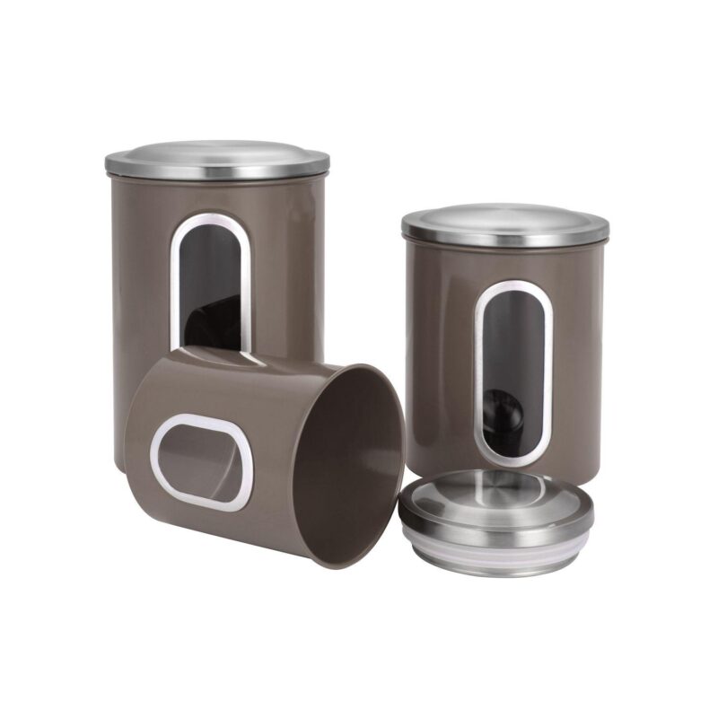 3 Piece Stainless Steel Canister Set in Brown Finish - Image 2