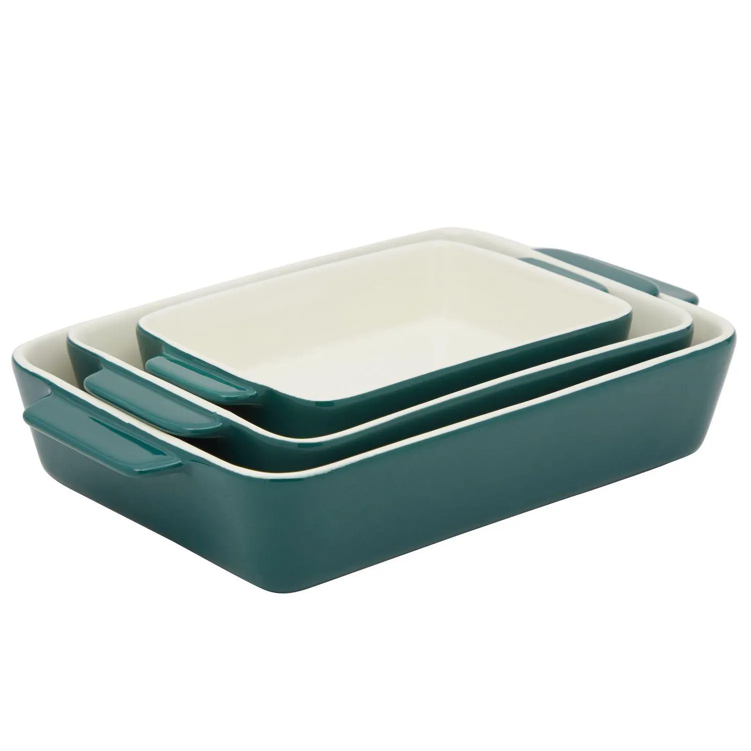3 Pieces Ceramic Bakeware Set, Porcelain Casserole Dishes for Baking (Green, 3 Rectangular Sizes) 1 3 Pieces Ceramic Bakeware Set, Porcelain Casserole Dishes for Baking (Green, 3 Rectangular Sizes)