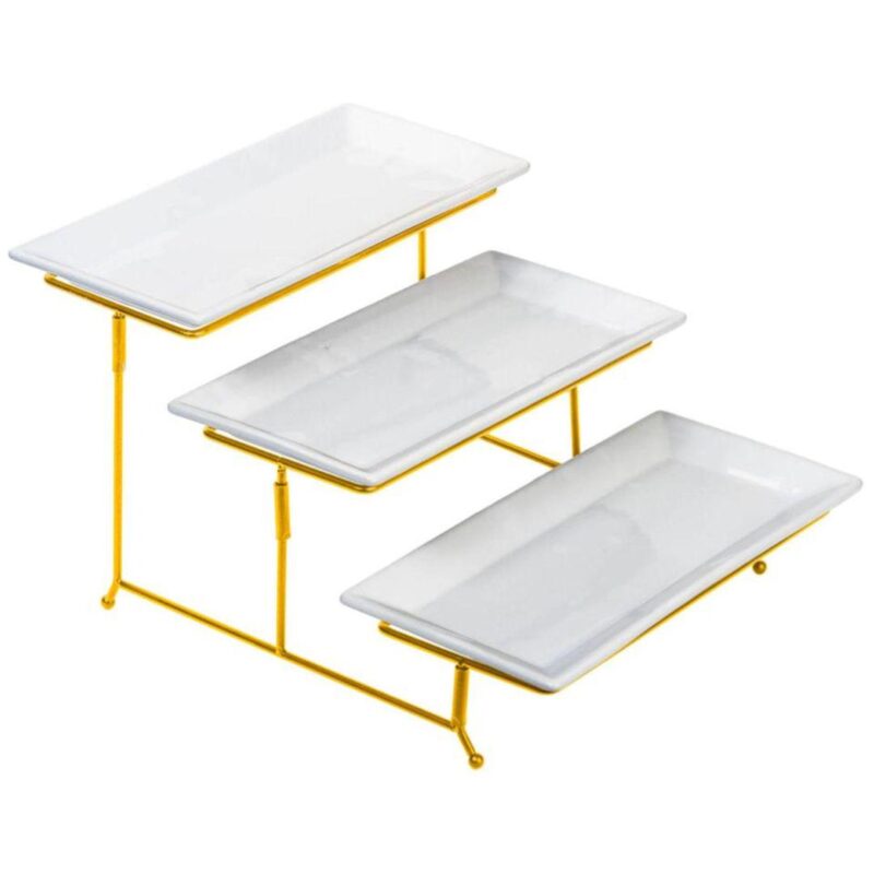 3 Tier Classic Ceramic Rectangular Serving Platter