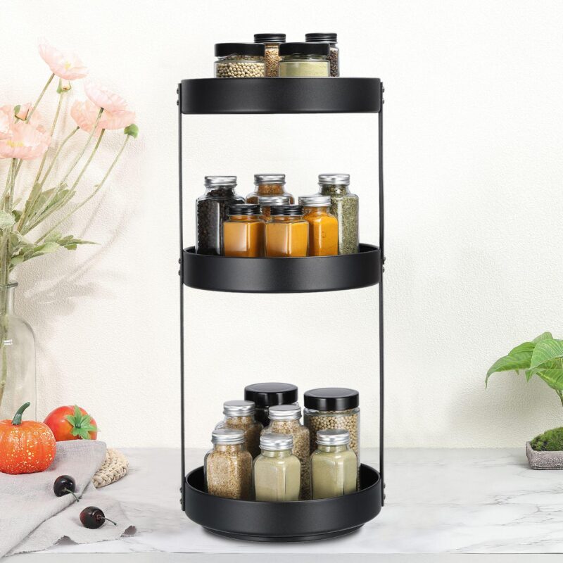 3 Tier Lazy Susan Organizer Rotating Spice Rack Turntable for Kitchen Cabinet - Image 4
