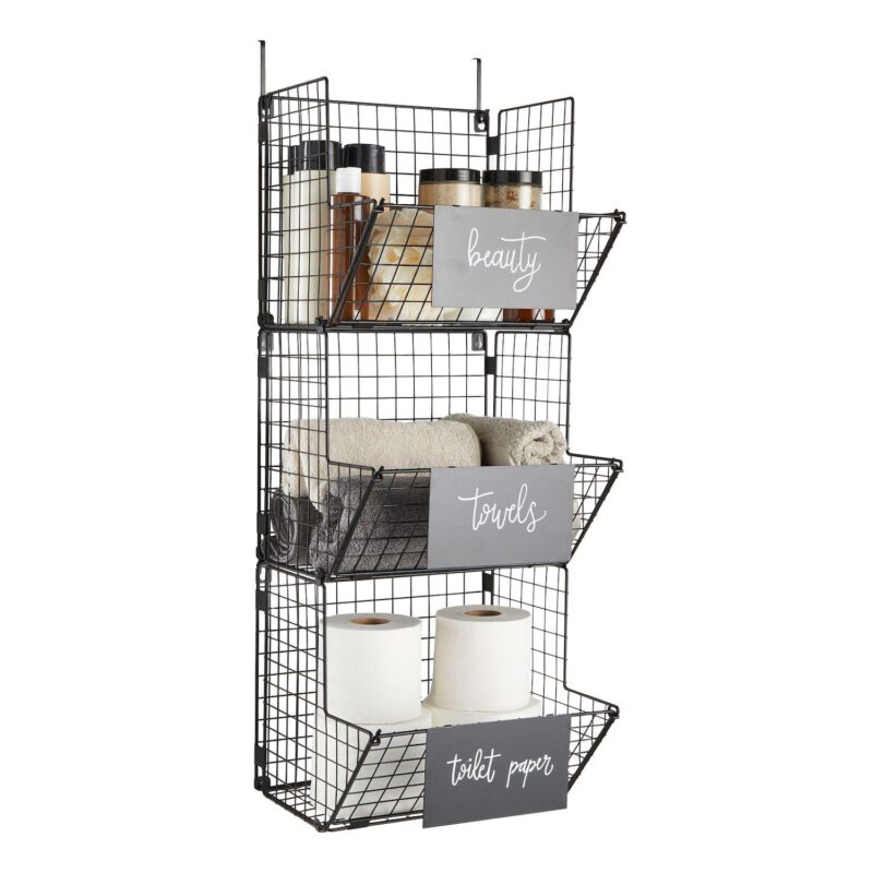 3-Tier Metal Wire Fruit Basket, Hanging Storage Bins (Black, 11.7 x 32 x 12 In) - Image 5