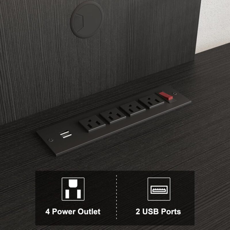 3 Tiers TV Stand with Power Outlets, USB Ports and Open Storage - Image 2