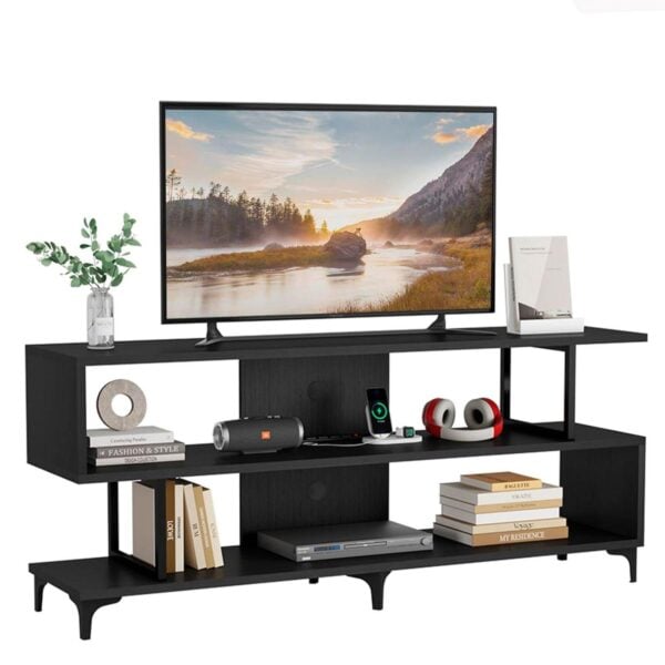 3 Tiers TV Stand with Power Outlets, USB Ports and Open Storage