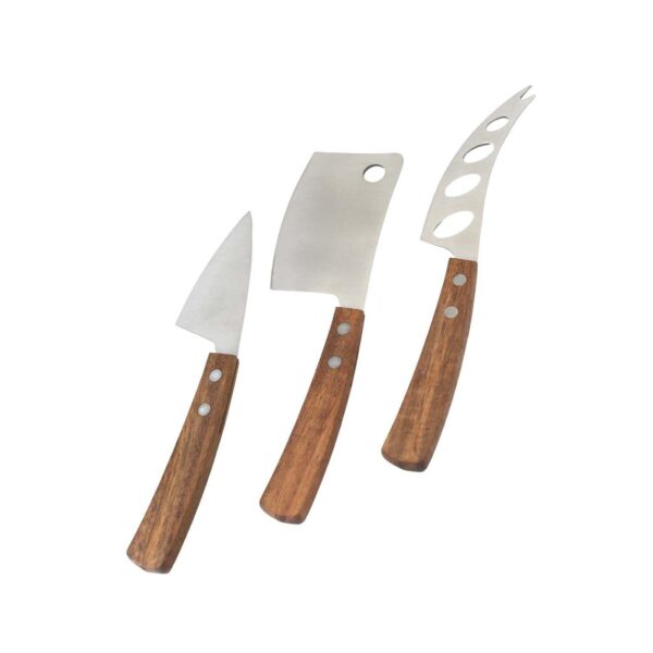 3-piece Cheese Knife Set With Wooden Handles