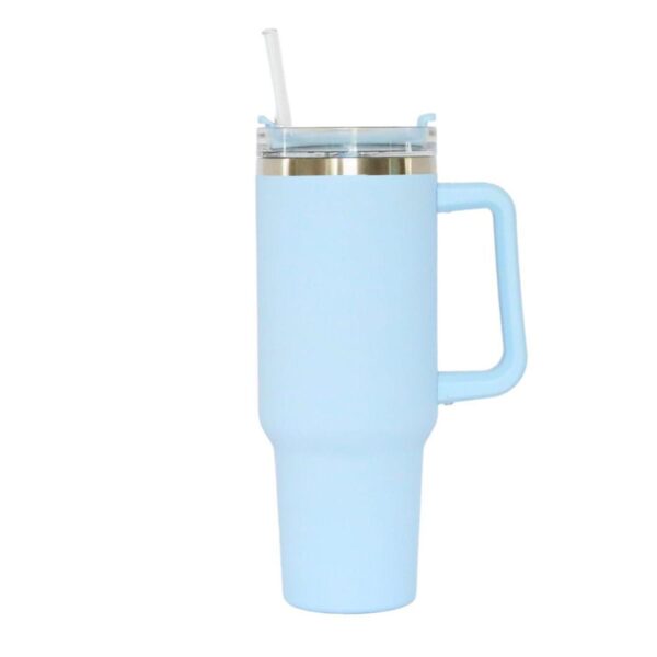 40 Oz Stainless Steel Tumbler With Handle and Straw