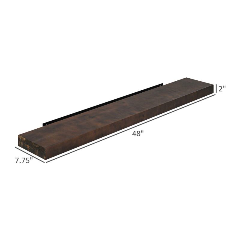 48  Fireplace Mantel, Pine Wood Floating Shelf, Wall Mounted, Walnut - Image 3