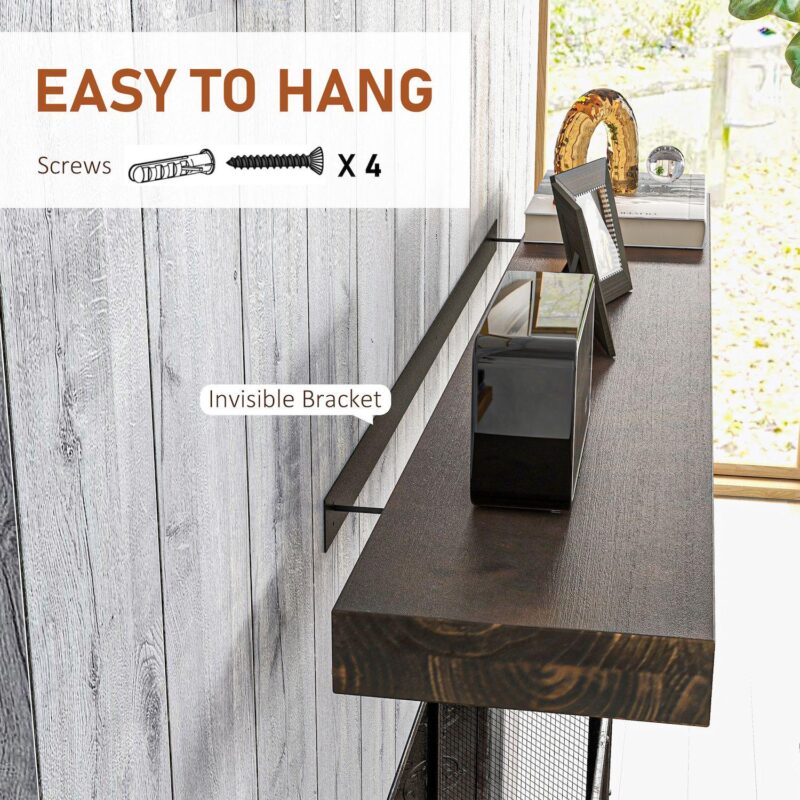 48  Fireplace Mantel, Pine Wood Floating Shelf, Wall Mounted, Walnut - Image 5