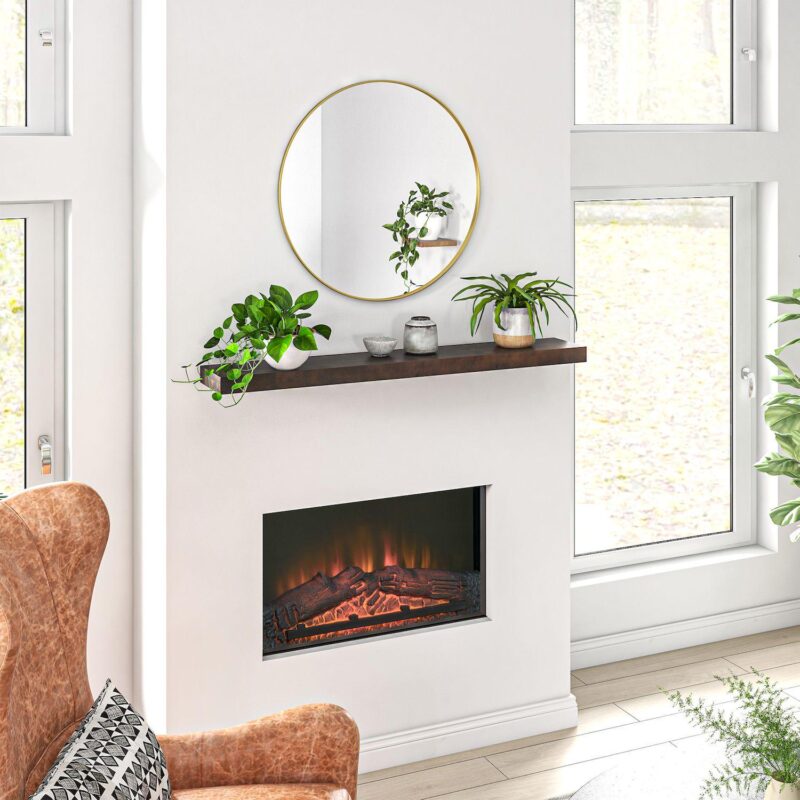 48  Fireplace Mantel, Pine Wood Floating Shelf, Wall Mounted, Walnut - Image 2