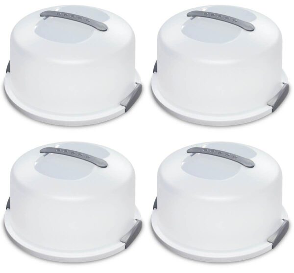 4 Pack Sterilite 02008004 Portable Latching Cake Server Carrier Keeper w/Handle