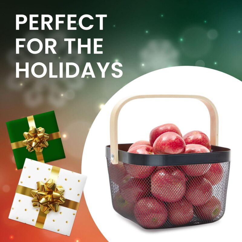 4 Pcs Mesh Fruit Basket with Wooden Handle for Kitchen Food Storage Organization - Image 4