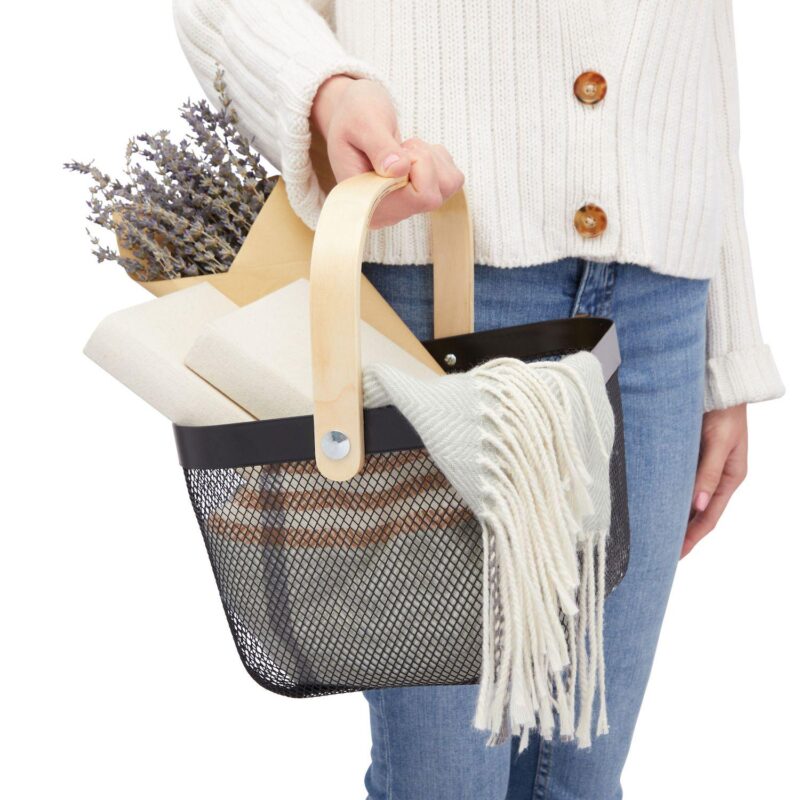 4 Pcs Mesh Fruit Basket with Wooden Handle for Kitchen Food Storage Organization - Image 5