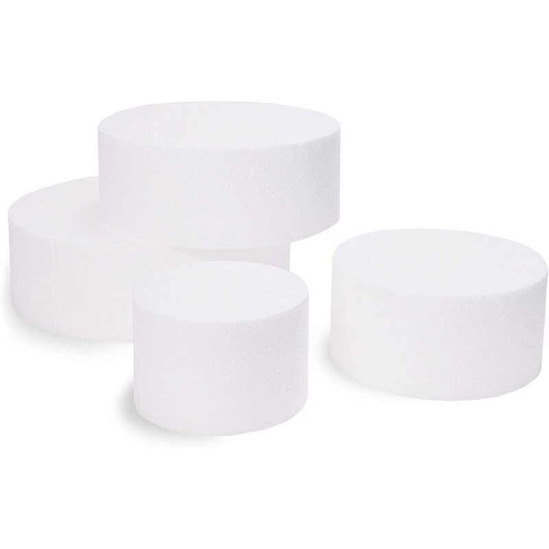 4 Piece Round Foam Cake Dummies for 16  Tall Fake Wedding Cake in 4 Sizes (6, 8, 10, and 12 Inches) - Image 4