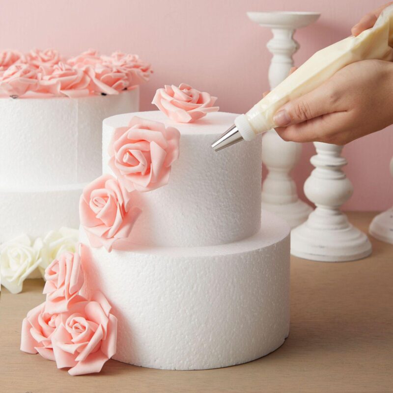 4 Piece Round Foam Cake Dummies for 16  Tall Fake Wedding Cake in 4 Sizes (6, 8, 10, and 12 Inches) - Image 2