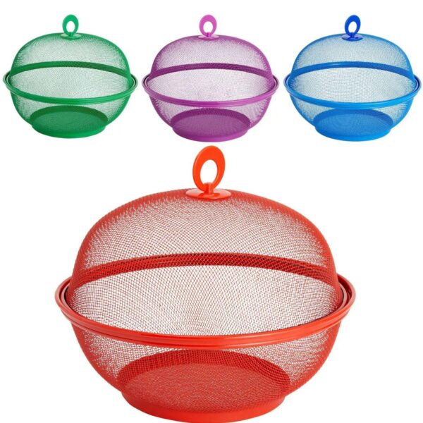 4-Pieces Fruit Mesh Wire Baskets with Lids