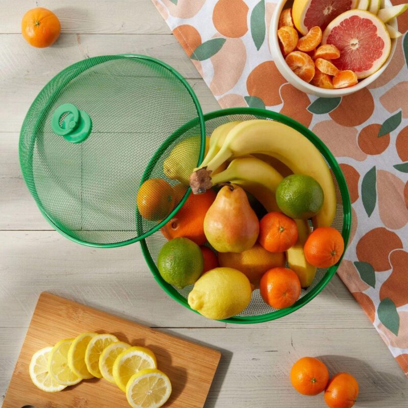 4-Pieces Fruit Mesh Wire Baskets with Lids - Image 3