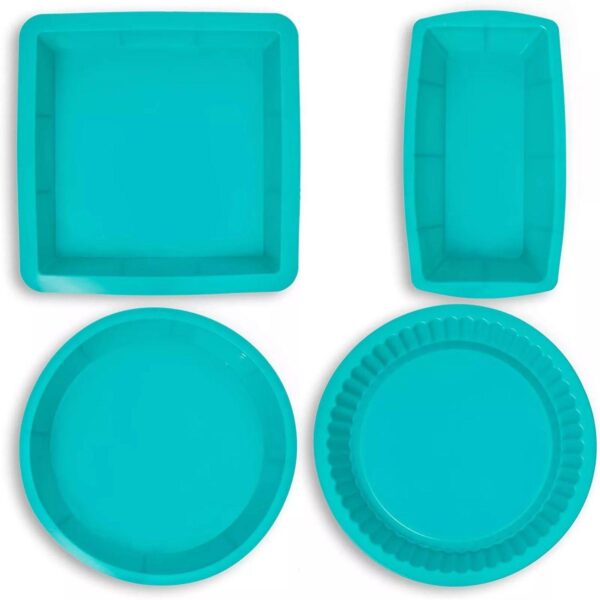 4-Pieces Teal Silicone Baking Pans