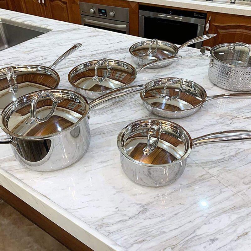 4 Quart Triple-Ply Stainless Steel Saucepan with Lid - Image 5