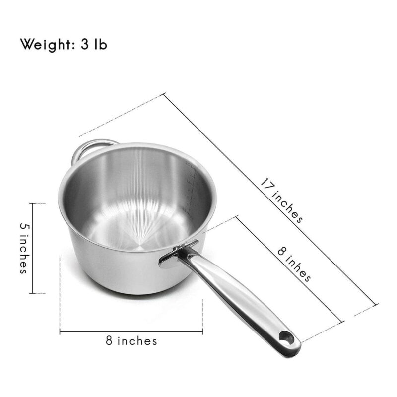 4 Quart Triple-Ply Stainless Steel Saucepan with Lid - Image 2