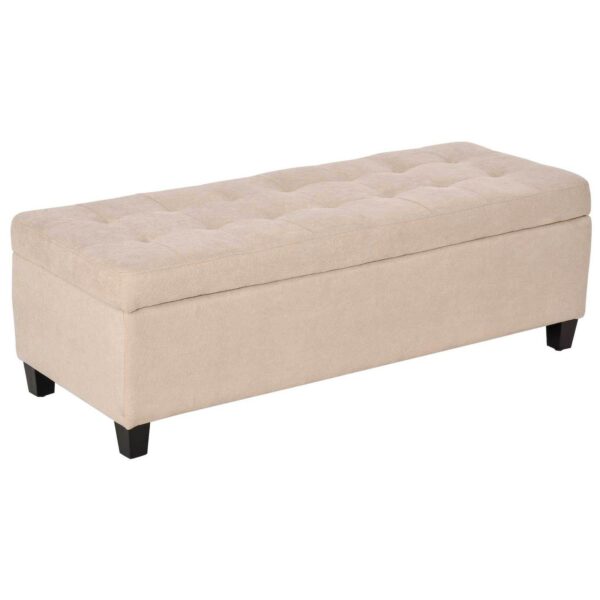 50  Lift Top Storage Ottoman Tufted Fabric Shoe Bench Footrest Stool Seat