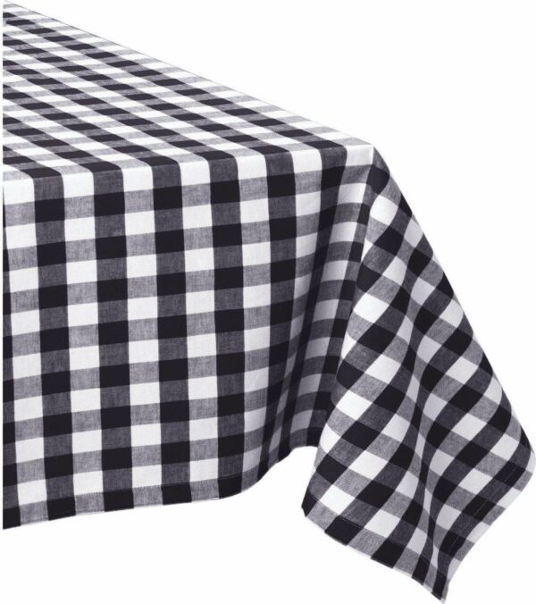 52  x 52  Black and White Checkers Table Cloth