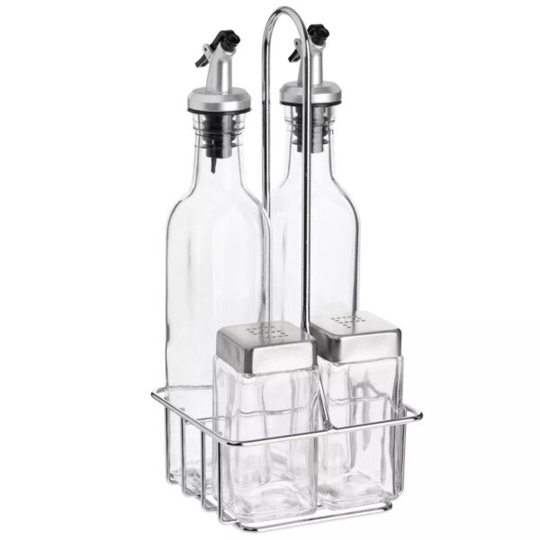 5-Pieces Oil and Vinegar Dispenser Set with Caddy