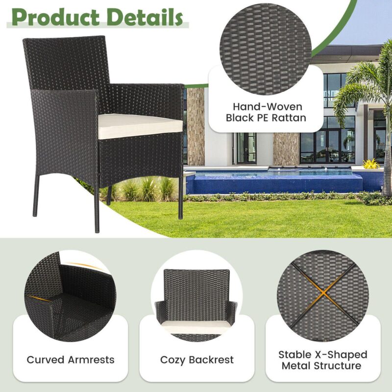 5 Pieces Outdoor Wicker Sofa Set With Coffee Table And 2 Ottomans - Image 4