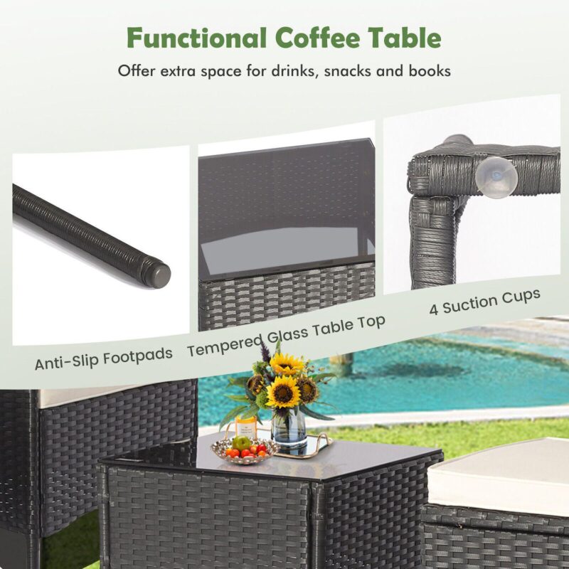 5 Pieces Outdoor Wicker Sofa Set With Coffee Table And 2 Ottomans - Image 2