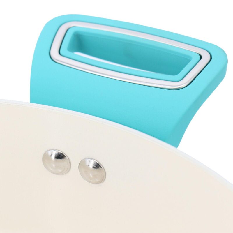 5 Quart Ceramic Nonstick Aluminum Saute Pan with Lid in Teal - Image 5