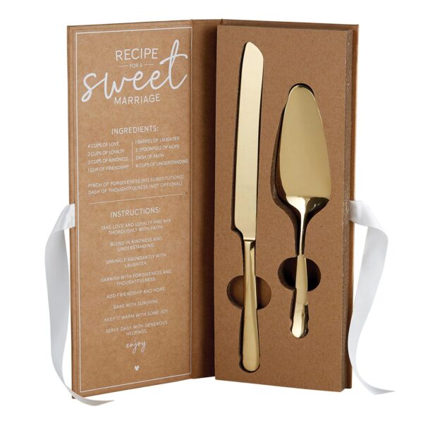 5  x 13  Boxed Gold Cake Knife and Server