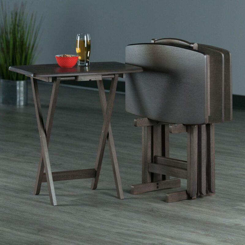 5pc Oyster Gray Contemporary Over-sized Snack Table Set 25.5 - Image 4