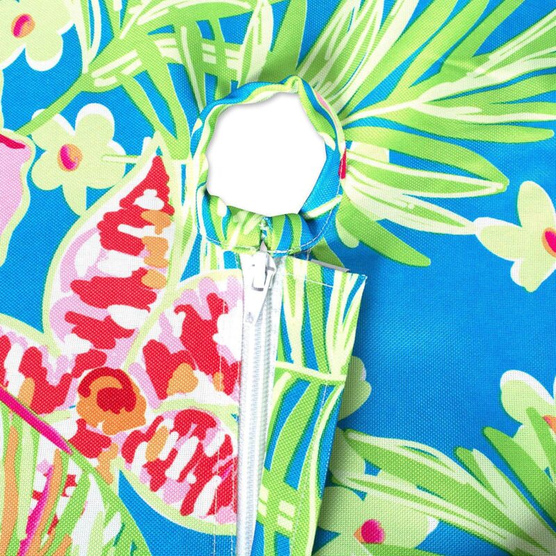 60  Green and Pink Floral Round Outdoor Tablecloth With Zipper - Image 2