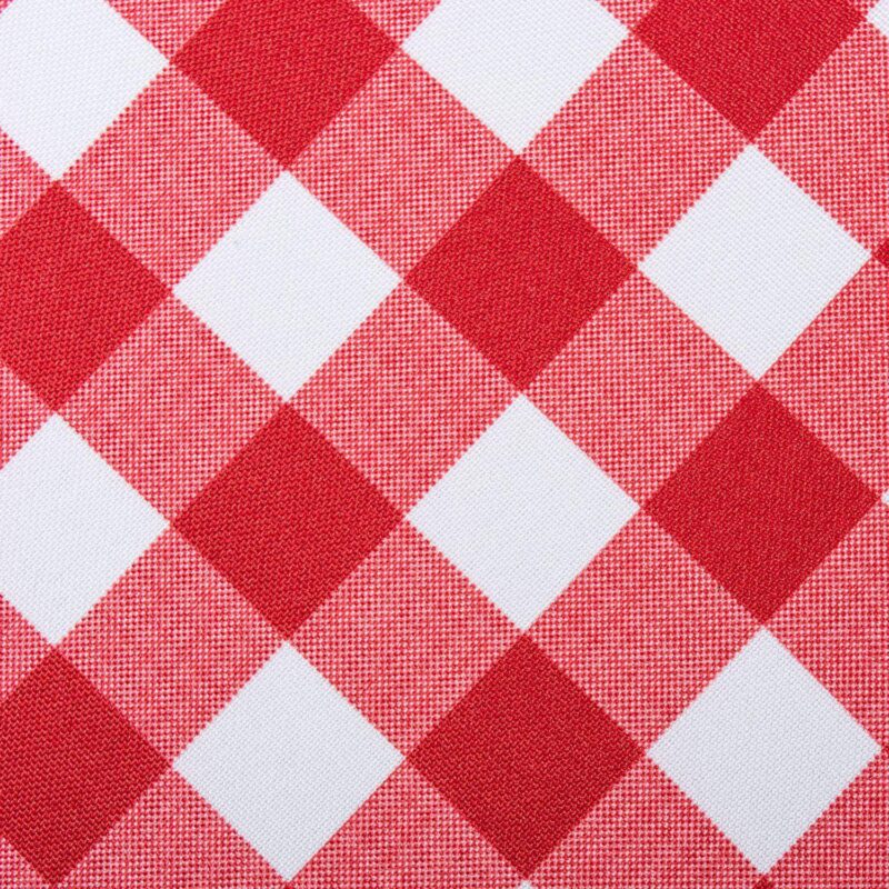 60  Red and White Plaid Round Outdoor Tablecloth - Image 4