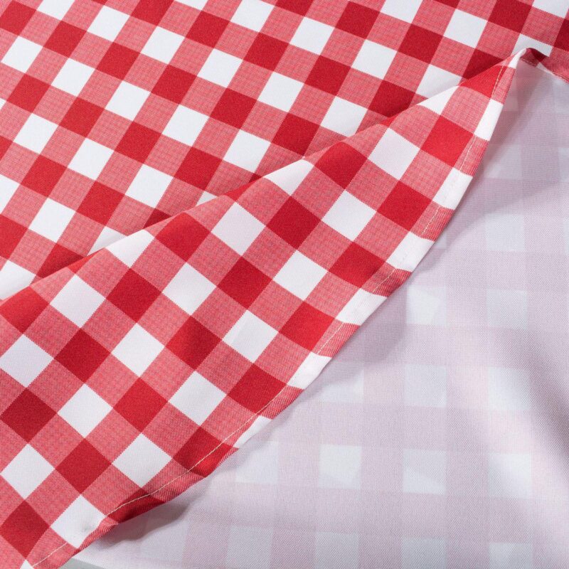 60  Red and White Plaid Round Outdoor Tablecloth - Image 3
