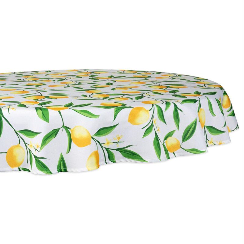60  Round Outdoor Tablecloth with Lemon Bliss Print Design
