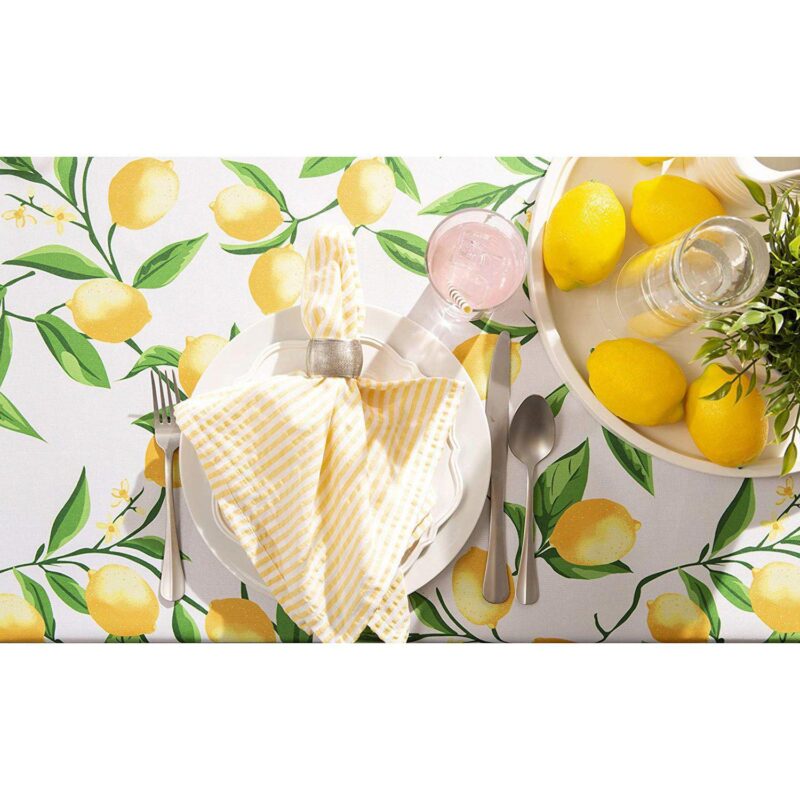60  Round Outdoor Tablecloth with Lemon Bliss Print Design - Image 3