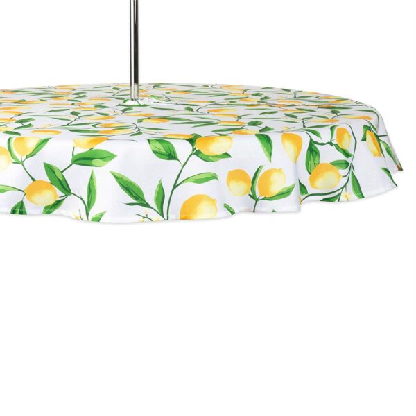 60  Zippered Round Outdoor Tablecloth with Lemon Bliss Print Design