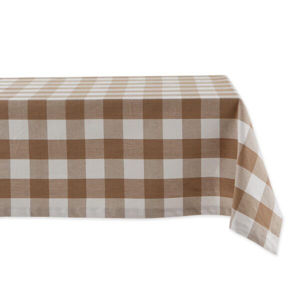 60  x 120  White and Stone Brown Buffalo Check Table Cloth