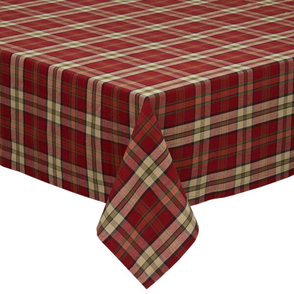 60  x 84  Campfire Red and White Classic Plaid Table Cloth