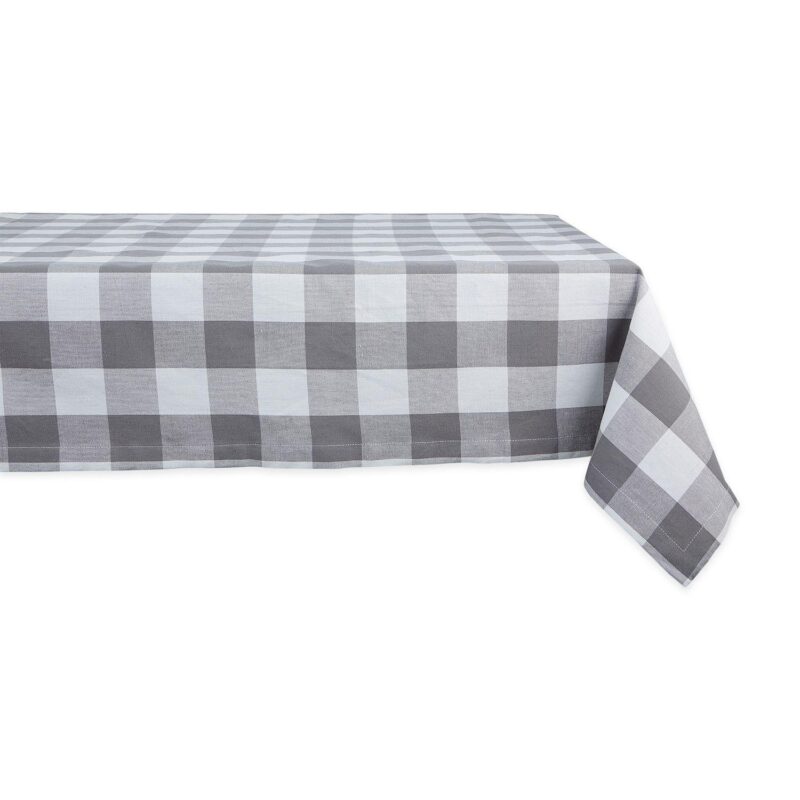 60  x 84  Gray and White Buffalo Checkered Table Cloth - Image 3