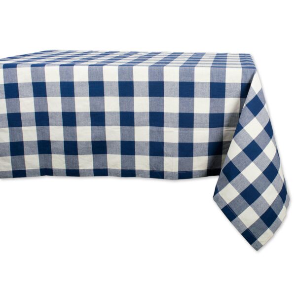 60  x 84  Navy Blue And White Buffalo Checkered Rectangular Tablecloth