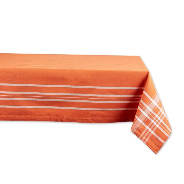 60  x 84  White and Burnt Orange Harvest Market Decorative Table Cloth