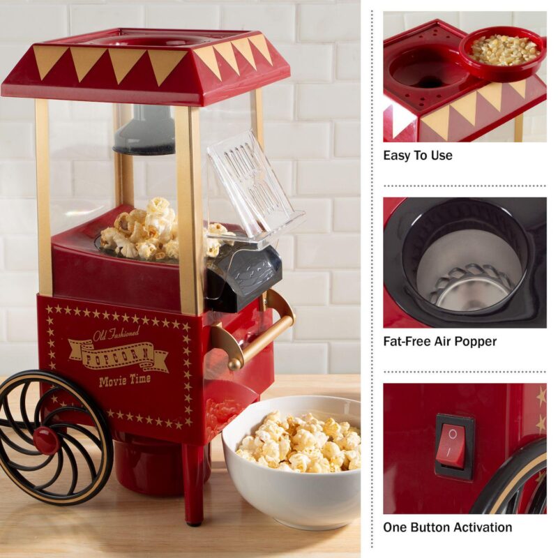 6 Cup Red Countertop Air Popcorn Maker - Image 3