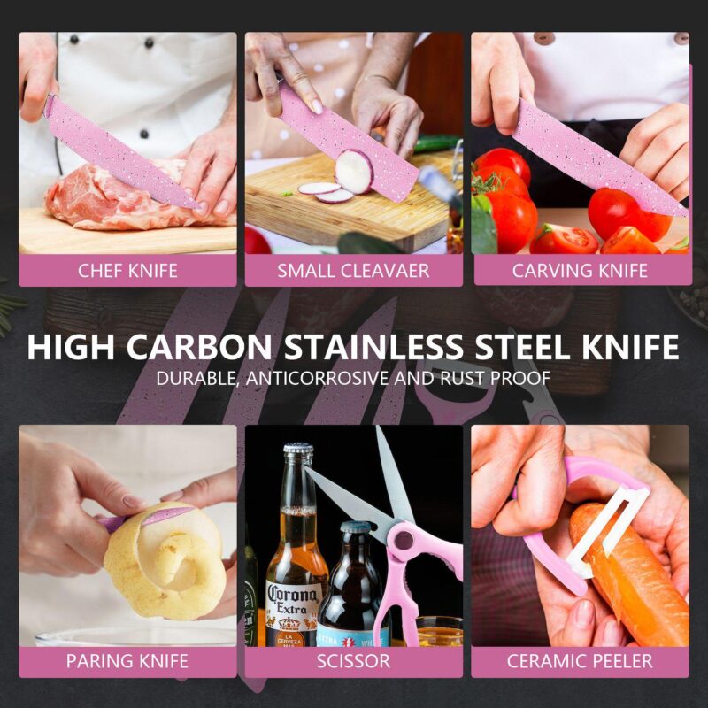 6 Piece High Carbon Stainless Steel Assorted Knife Set - Image 3