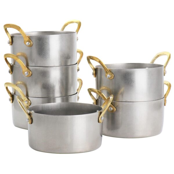 6 Piece Mini Vintage Circular Dutch Oven Set with Brass Handle