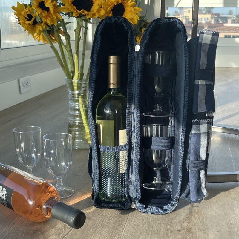 6 Piece Navy Blue Wine Carrier Tote Bag - Image 2