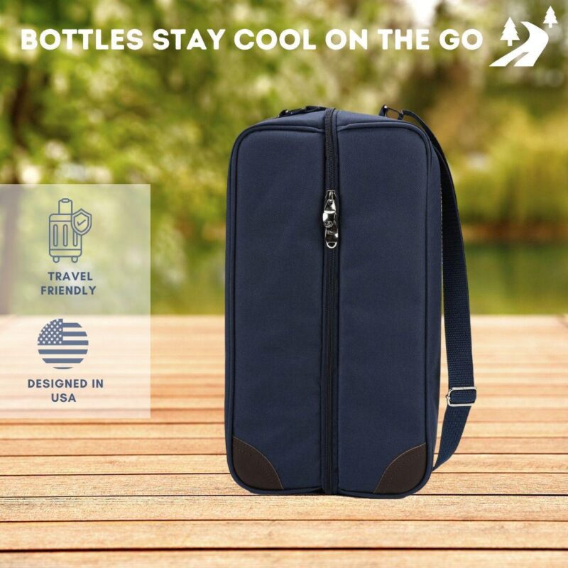 6 Piece Navy Blue Wine Carrier Tote Bag - Image 4