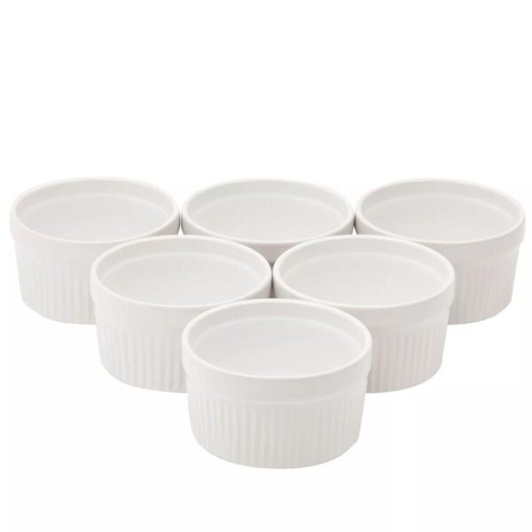 6-Pieces White Ceramic Ramekins