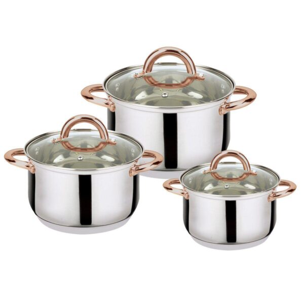 6-piece Stainless Steel Casserole Set Pots And Lids