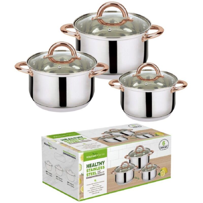 6-piece Stainless Steel Casserole Set Pots And Lids - Image 3