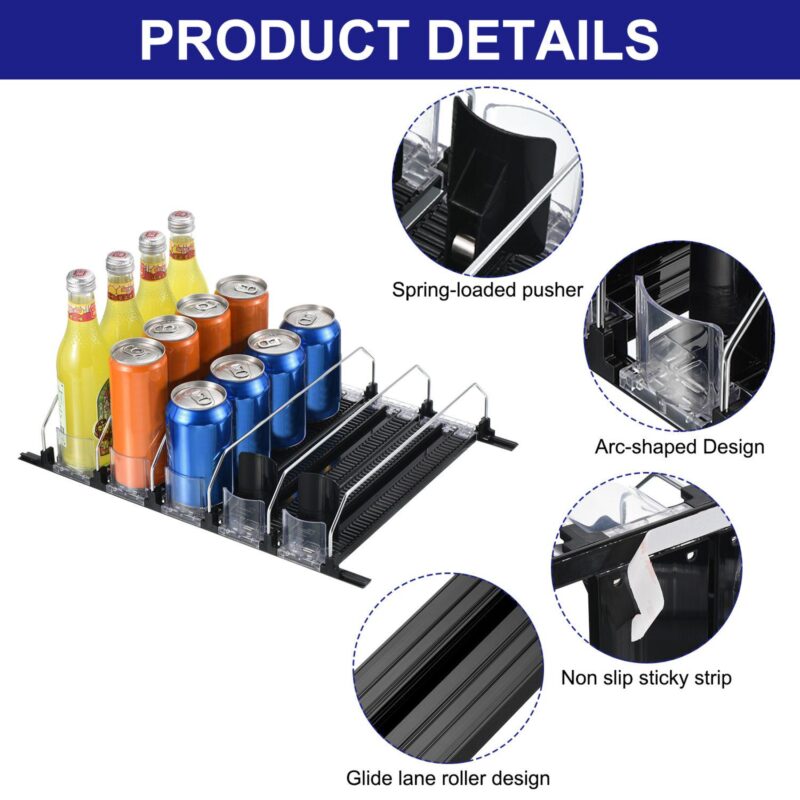 6pcs Soda Can Organizer For Refrigerator, Width Adjustable Drink Dispenser Beverage Pusher - Image 2